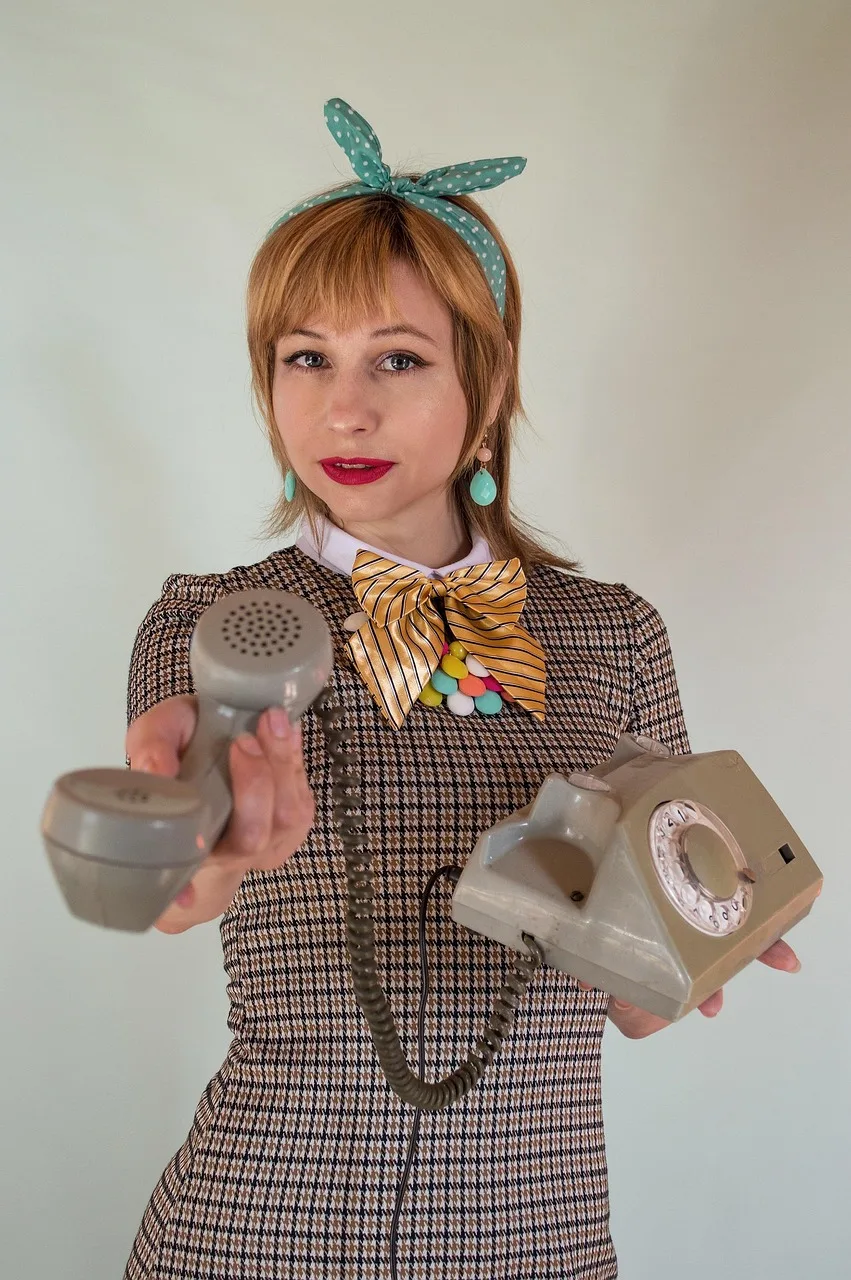 woman, old phone, handset, vintage, portrait, retro, girl, call, phone, old, nostalgia, nostalgic, antique, conversation, communication
